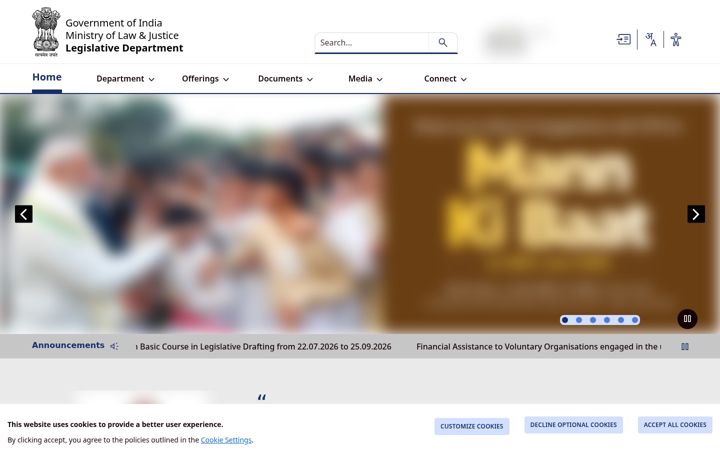 Captură de ecran a legislative.gov.in