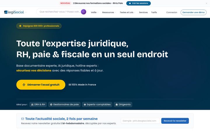 Screenshot of legisocial.fr