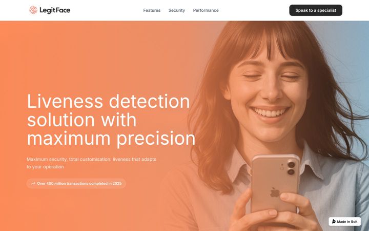 Screenshot of legitface.com