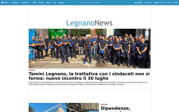 Screenshot of legnanonews.com