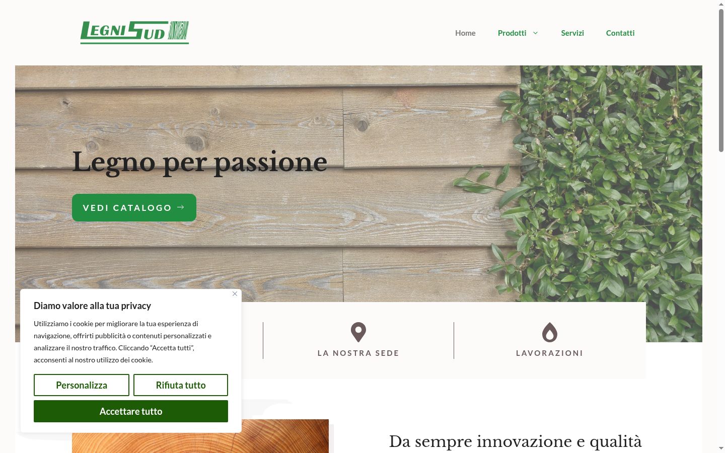 Screenshot del banner di consenso mostrato prima di qualsiasi interazione