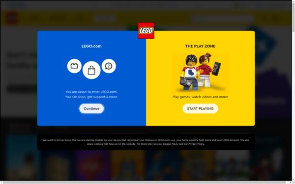 Screenshot of lego.com