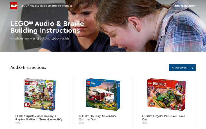 Screenshot of legoaudioinstructions.com
