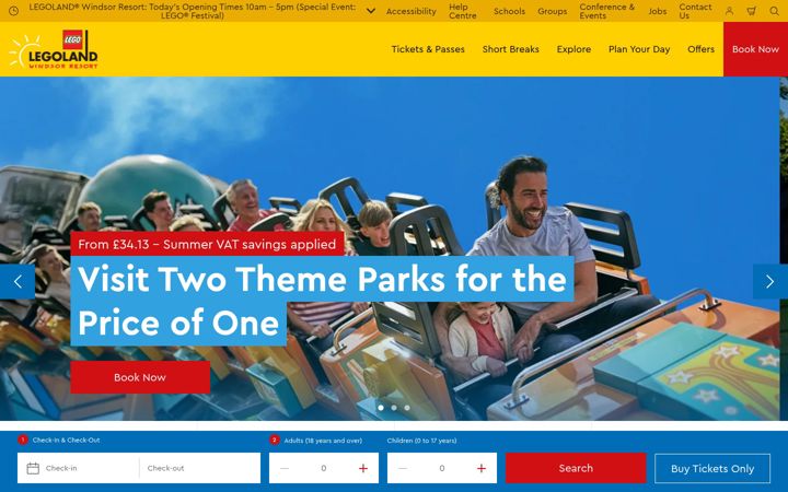 Screenshot of legoland.co.uk