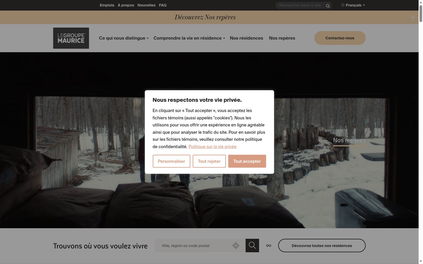 Screenshot del banner di consenso mostrato prima di qualsiasi interazione