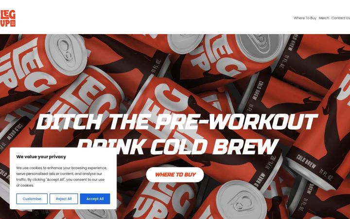 Screenshot of legupcoldbrew.com