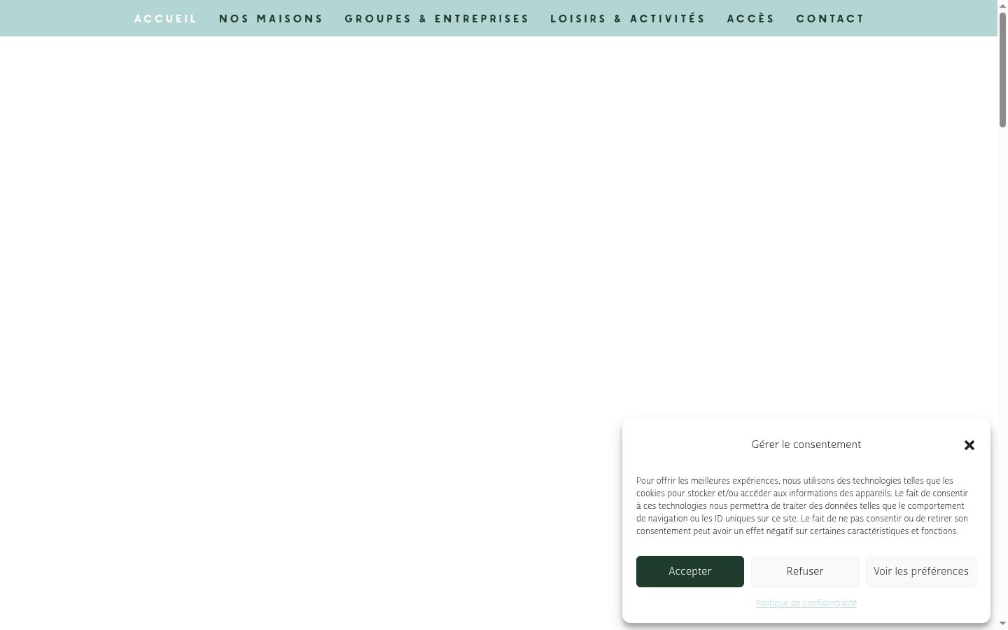 Screenshot del banner di consenso mostrato prima di qualsiasi interazione