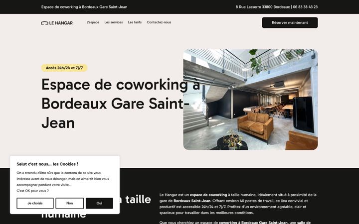 Screenshot of lehangar-coworking.fr