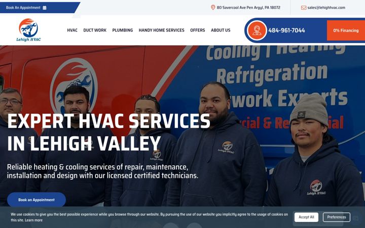 Screenshot of lehighhvac.com