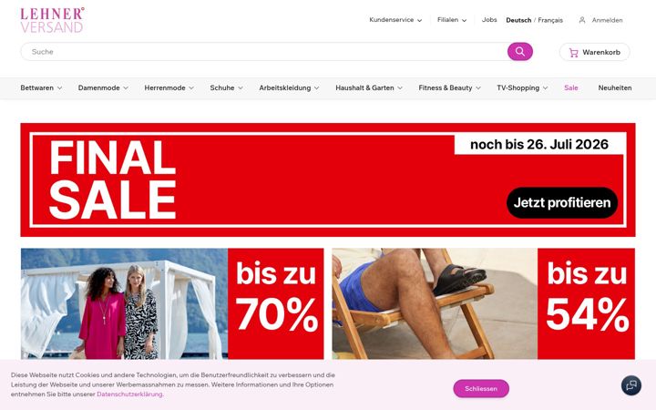 Screenshot of lehner-versand.ch