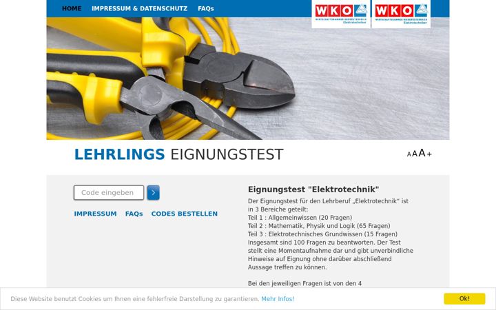 Screenshot of lehrlingseignungstest.at