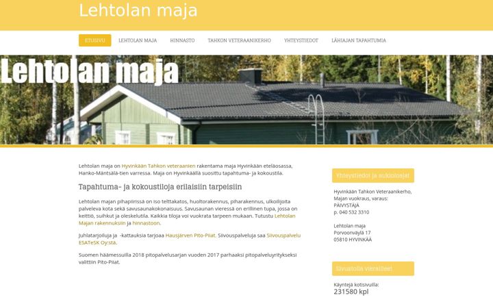 Screenshot of lehtolanmaja.net