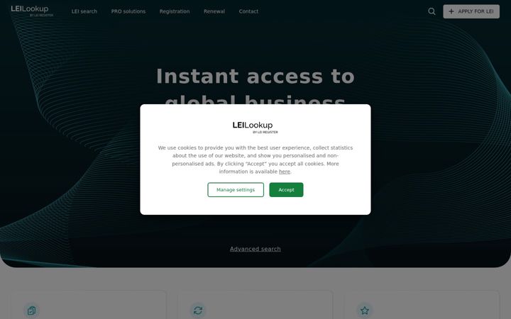 Screenshot of lei-lookup.com