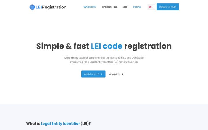 Screenshot of lei-registration.org