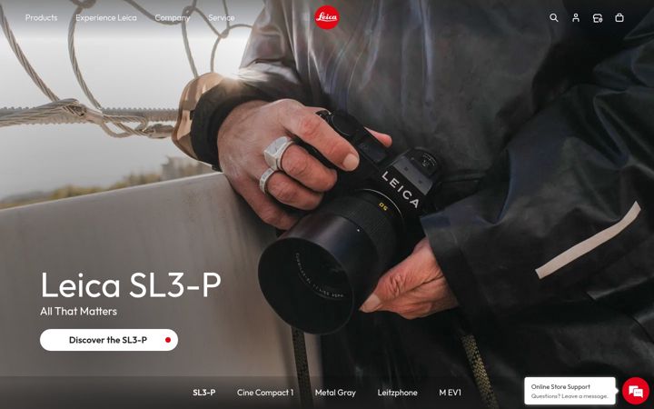 Screenshot ta' leica-camera.com