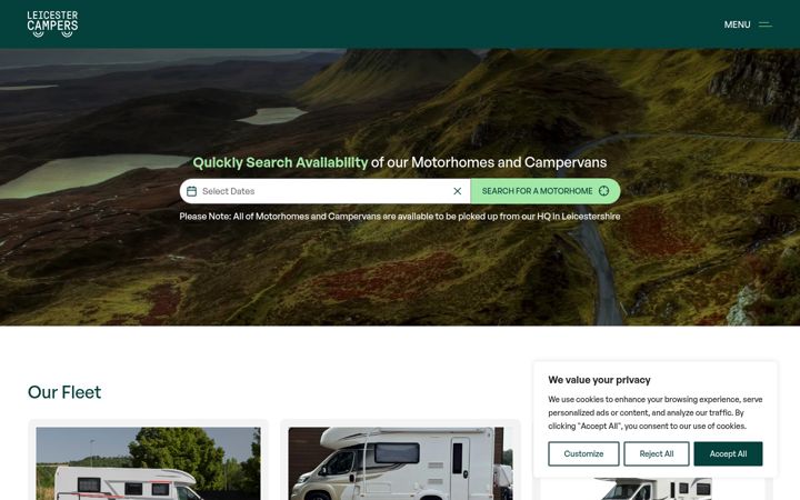 Screenshot of leicestercampers.com