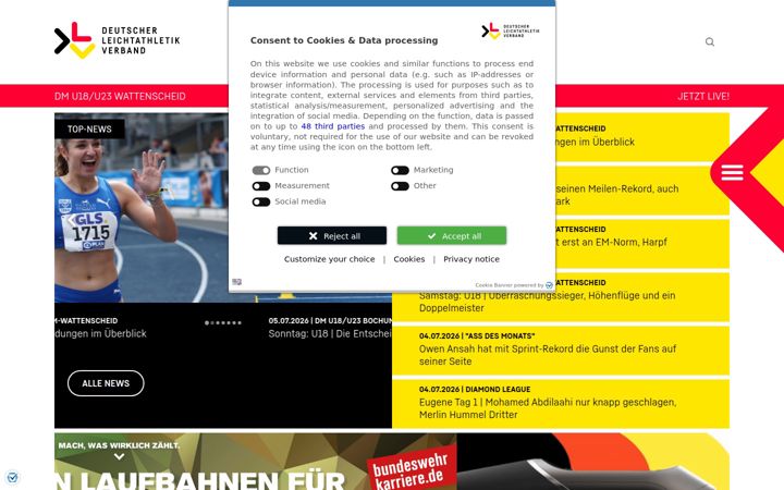 Screenshot of leichtathletik.de