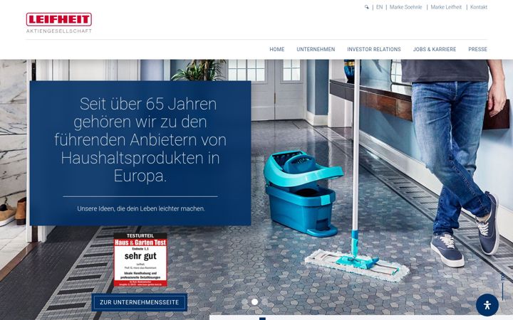 Screenshot stránky leifheit-group.com
