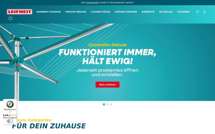 Snimka zaslona za leifheit.de