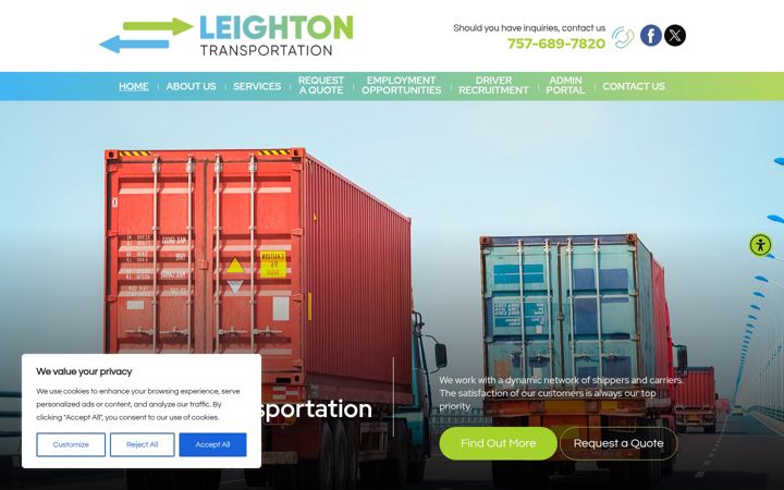 Screenshot of leightontransportationservices.com