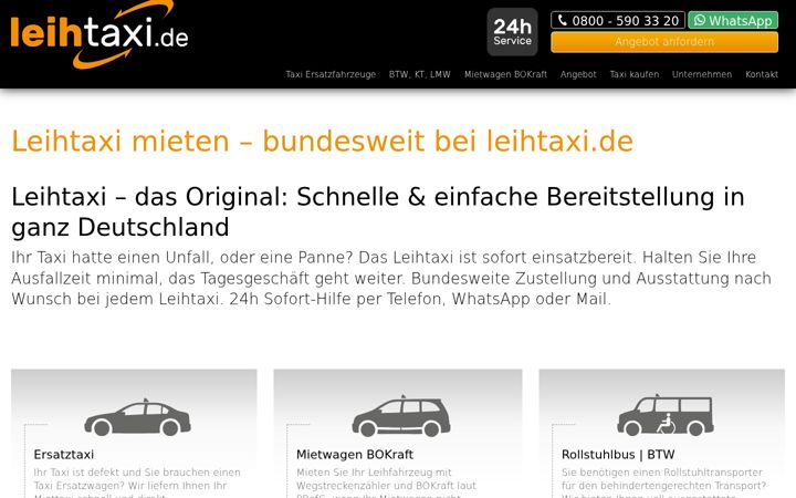 Screenshot of leihtaxi.de