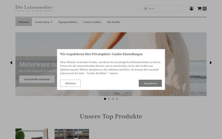 Screenshot of leinenmanufaktur.com