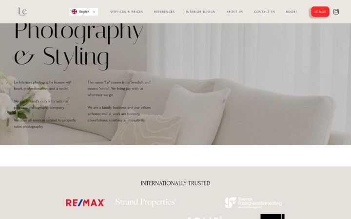 Skjermbilde av leinteriors.fi