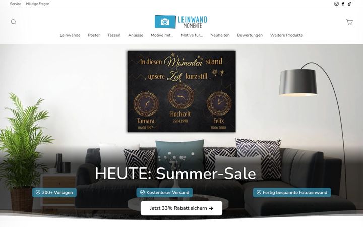 Screenshot of leinwandmomente.de