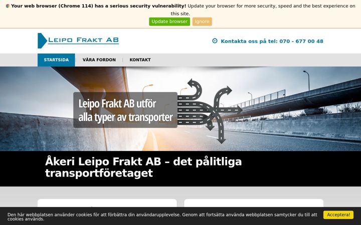 Screenshot of leipofrakt.se