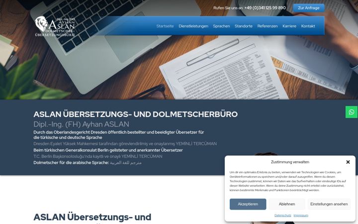 Screenshot of leipzig-uebersetzung.de