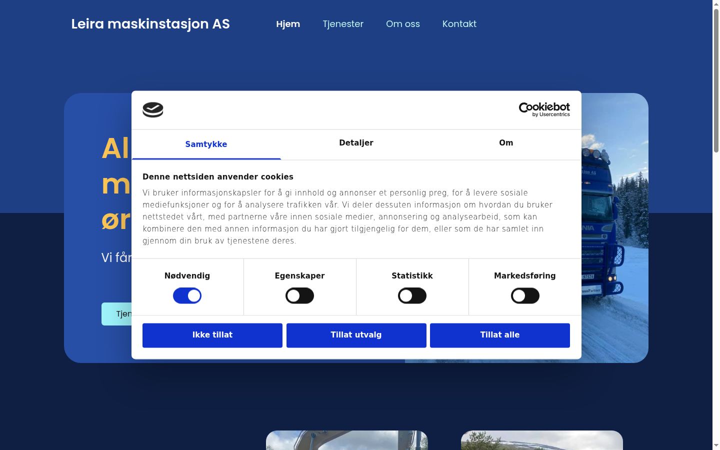 Kuvakaappaus suostumusbannerista, joka näytettiin ennen mitään vuorovaikutusta