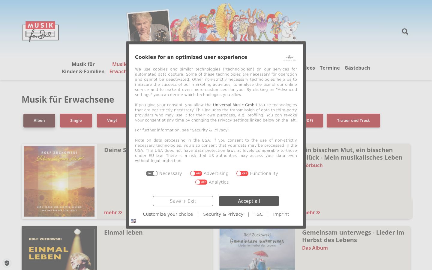 Captura de ecrã do banner de consentimento apresentado antes de qualquer interação