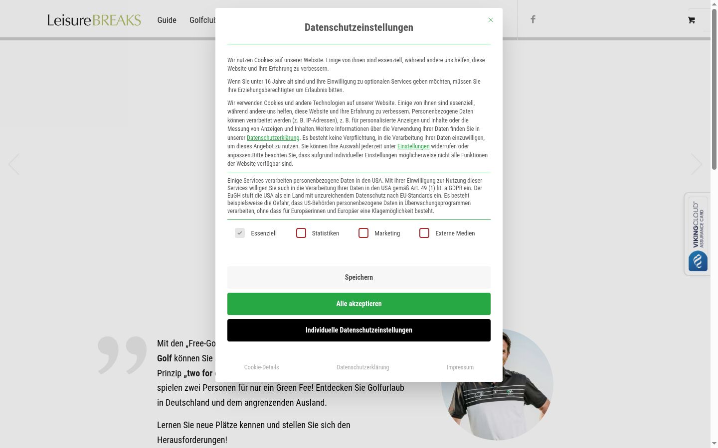 Screenshot del banner di consenso mostrato prima di qualsiasi interazione
