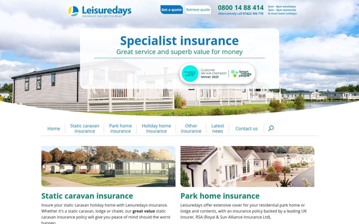 Screenshot of leisuredays.co.uk