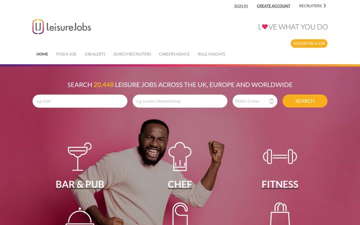 Screenshot of leisurejobs.com