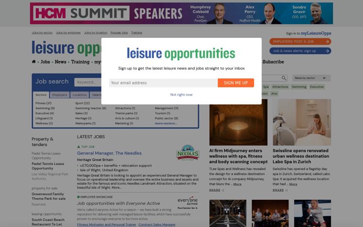 Captură de ecran a leisureopportunities.co.uk