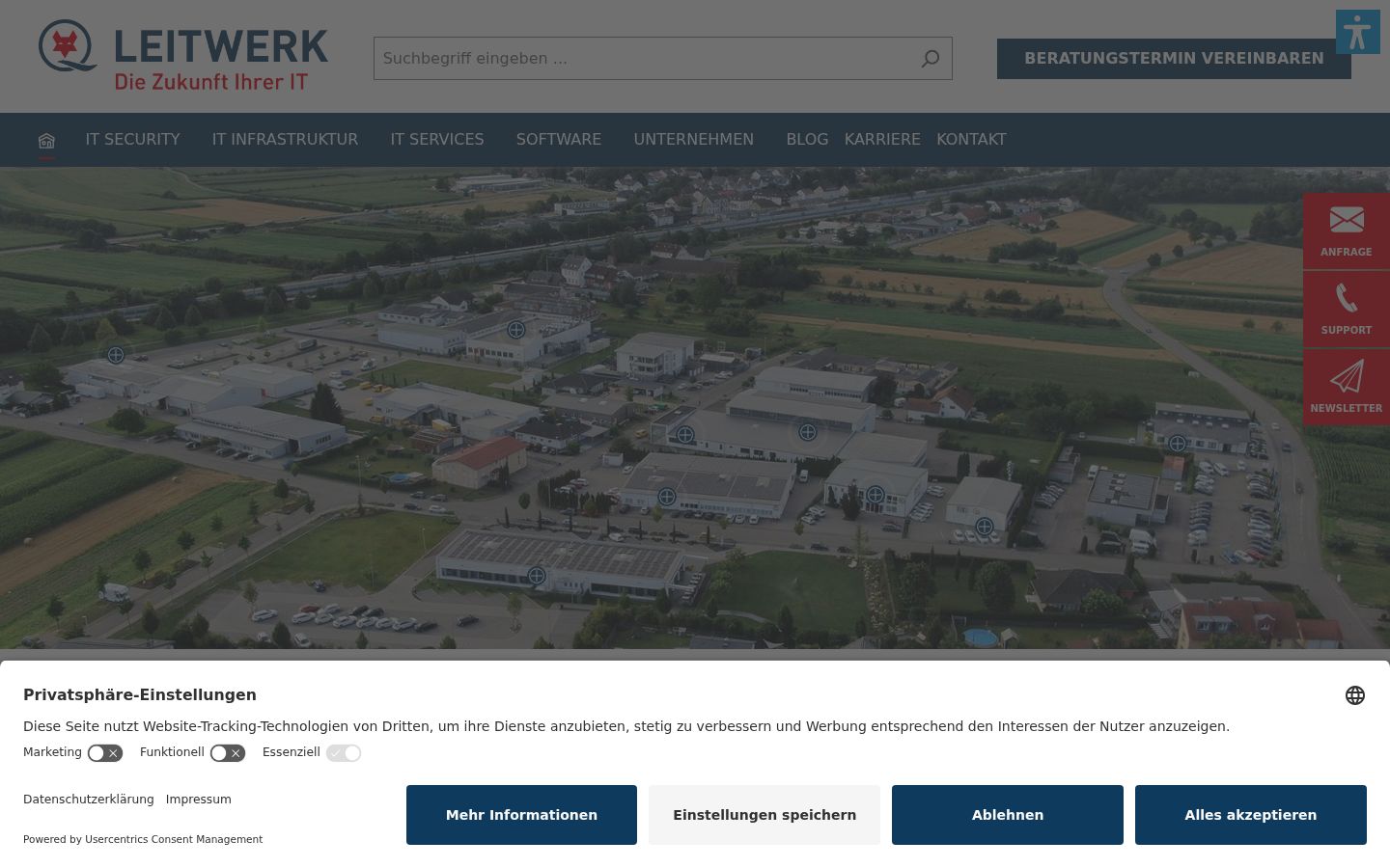 Screenshot des Einwilligungsbanners vor jeglicher Interaktion