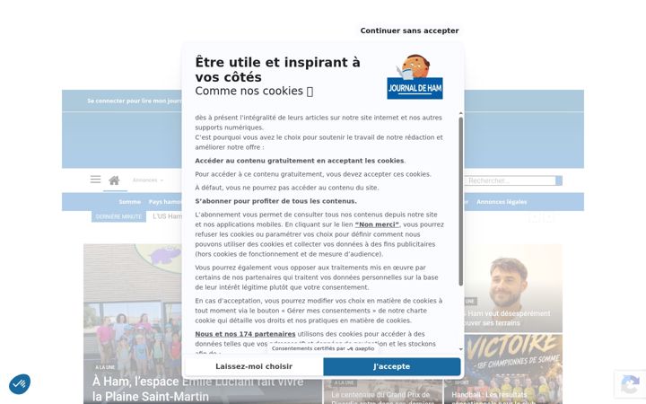 Screenshot of lejournaldeham.fr