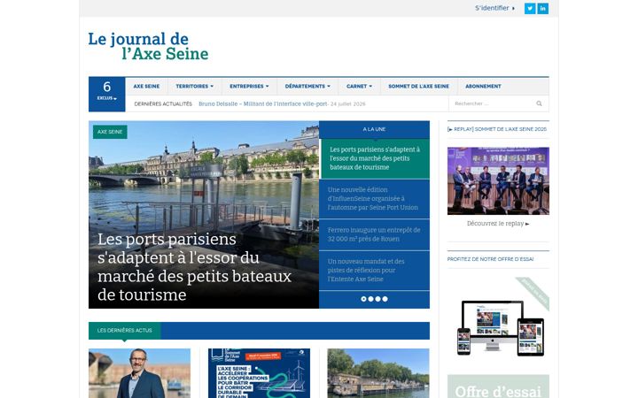 Screenshot of lejournaldelaxeseine.fr