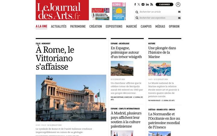 Screenshot of lejournaldesarts.fr