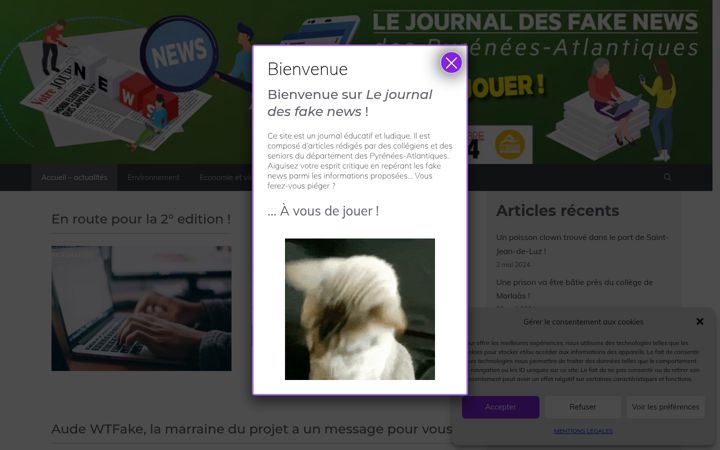 Screenshot of lejournaldesfakenews.fr