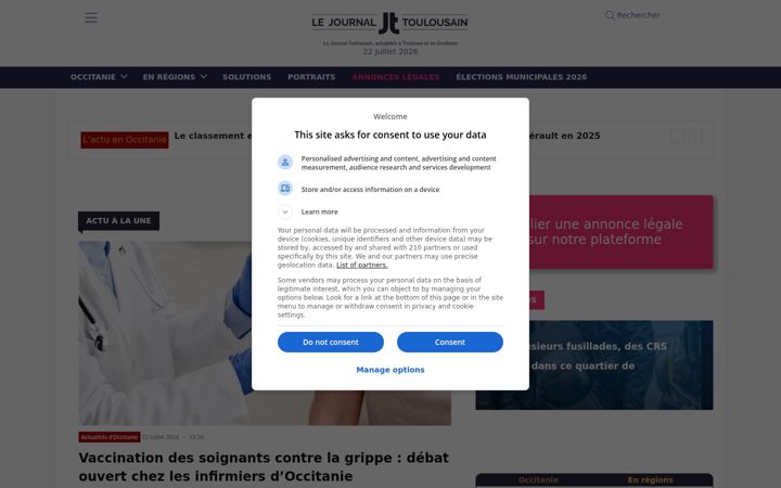 Screenshot of lejournaltoulousain.fr