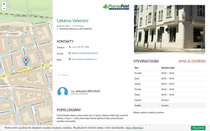 Screenshot of lekarnaveletrzni.cz
