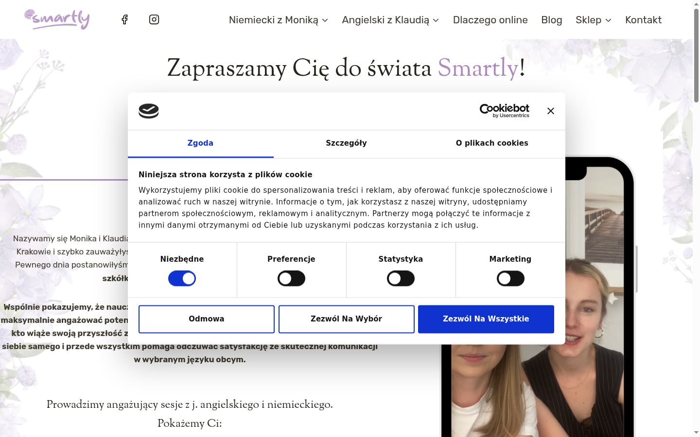 Zrzut ekranu banera zgody wyświetlanego przed jakąkolwiek interakcją