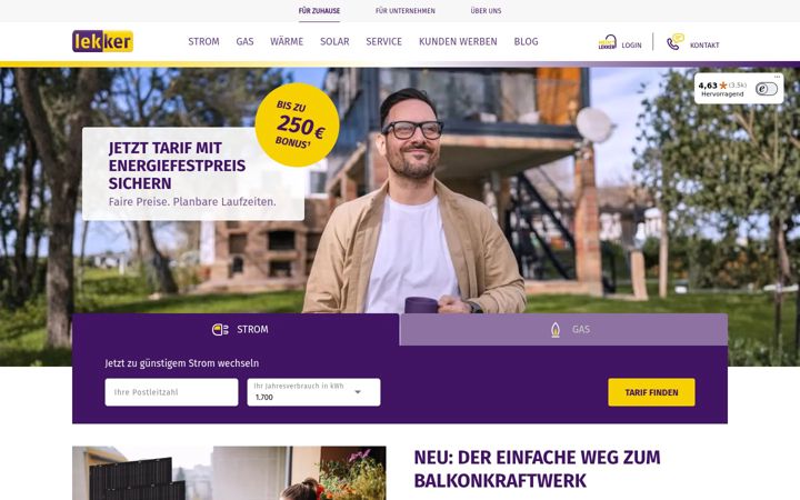 Screenshot of lekker.de