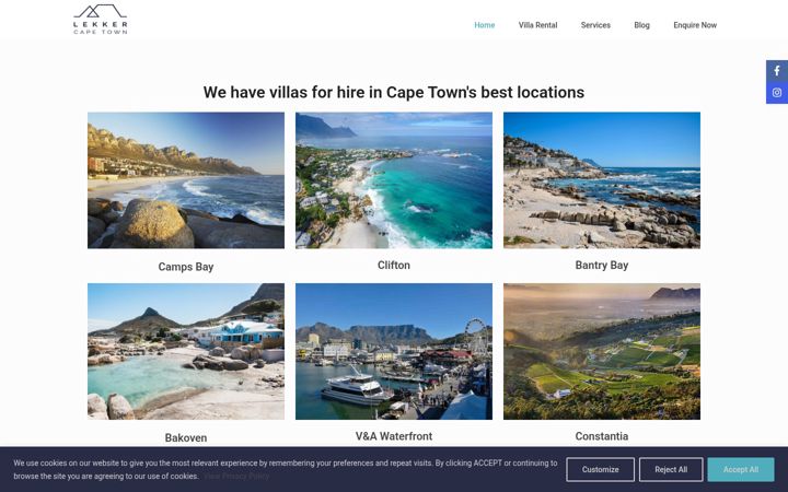 Screenshot of lekkercapetown.com