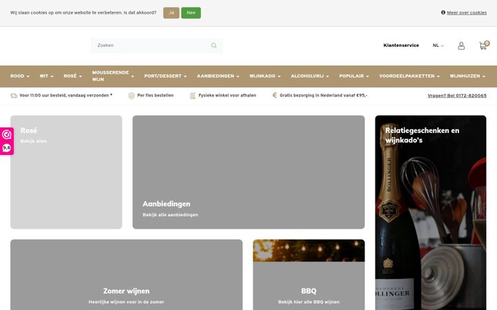 Screenshot of lekkerflesjewijn.nl