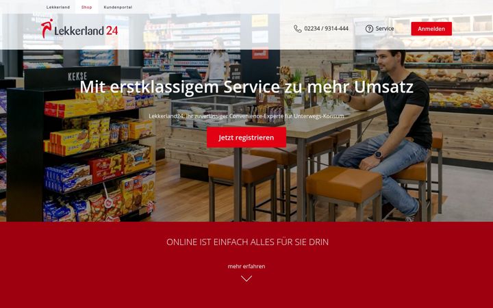 Screenshot of lekkerland24.de