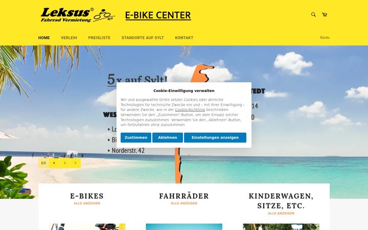Screenshot of leksus-fahrradvermietung-sylt.de
