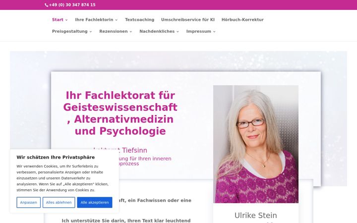 Screenshot of lektorat-tiefsinn.de